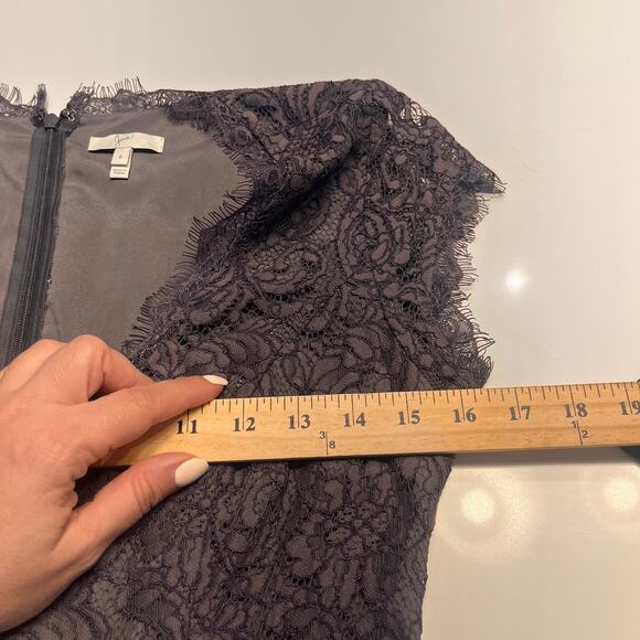 Joie Women's Steel Gray Eshe Fit Flare Scoop Neckline Lace Mini Dress Size 10 - Picture 10 of 11